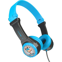 JLAB - JBuddies falten sich drahtgebundene Kopfhörer auf dem Ohr - blau / grau