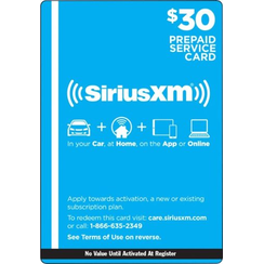 SiriusXM - Carte de service prépayée de 30 $ pour la radio satellite SIRIUS et XM - Multi