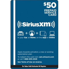 Carte de service prépayée de 50 $ pour la radio satellite SiriusXM - Multi