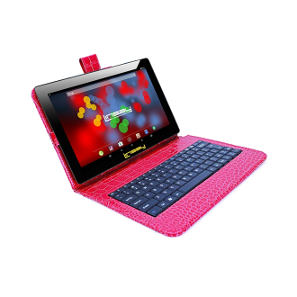 Linsay - 10,1 "Tablet, Ledertasche, Tastatur, Stift und Tablet -Pophalter -Bundle - 32 GB - Rotes Krokodil