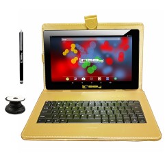 Linsay - 10,1 "Tablet, Ledertasche, Tastatur, Stift und Tablet -Pophalter -Bundle - 32 GB - Gold
