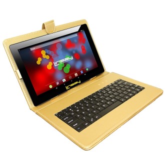 Linsay - 10,1 "Tablet, Ledertasche, Tastatur, Stift und Tablet -Pophalter -Bundle - 32 GB - Gold