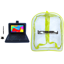 Linsay - Tablette de 7 ", étui en cuir, clavier, stylet et pack de support pop de tablette - 32 Go - noir