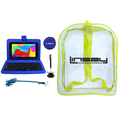 Linsay - 7 "Tablet, Ledertasche, Tastatur, Stift und Tablet -Pophalter -Bundle - 32 GB - Blau