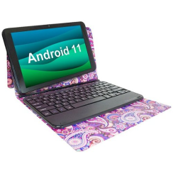 Visual Land Prestige Elite 10qh 10.1 "HD -Tablet 128 GB Speicher 2 GB Speicher mit abnehmbarem Docking -Tastaturgehäuse - Paisley