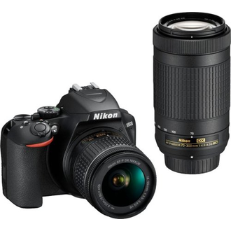 Nikon - D3500 DSLR-Video-Zwei-Objektiv-Kit mit AF-P DX NIKKOR 18-55mm F / 3.5-5,6G VR & AF-P DX NIKKOR 70-300mm F / 4.5-6.3G ed - Schwarz