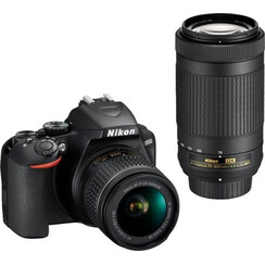 Nikon - D3500 DSLR-Video-Zwei-Objektiv-Kit mit AF-P DX NIKKOR 18-55mm F / 3.5-5,6G VR & AF-P DX NIKKOR 70-300mm F / 4.5-6.3G ed - Schwarz