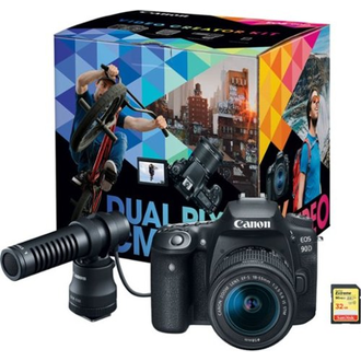 Caméra DSLR Canon - EOS 90D avec kit de créateur vidéo de l'objectif EF-S 18-55mm - Noir