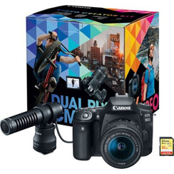 Caméra DSLR Canon - EOS 90D avec kit de créateur vidéo de l'objectif EF-S 18-55mm - Noir